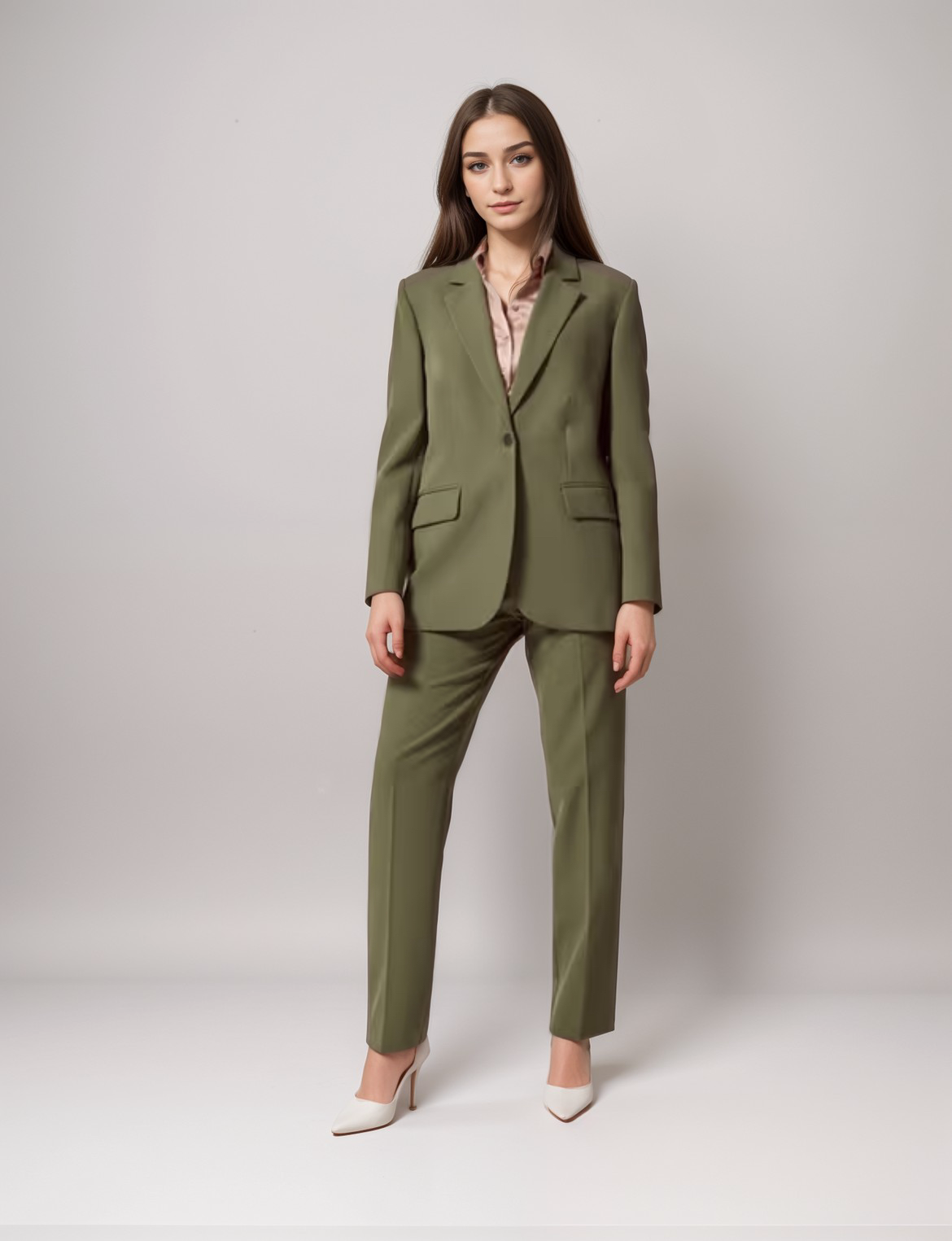 Olive green Fitted Blazer