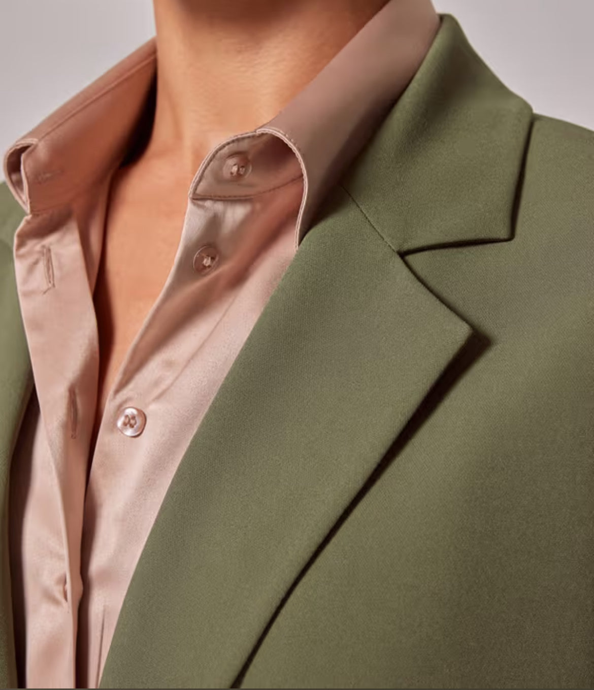 Olive green Fitted Blazer