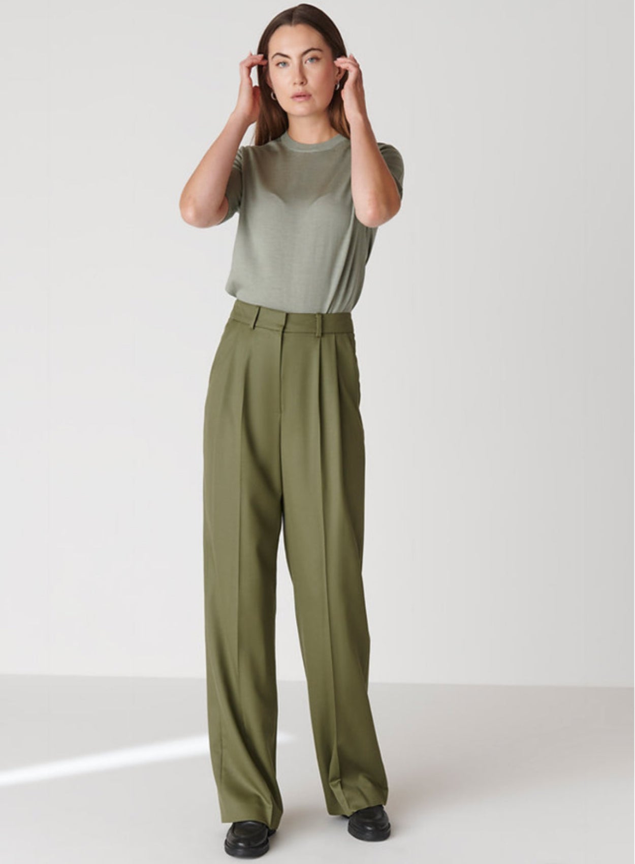 Olive green Straight fit Trouser