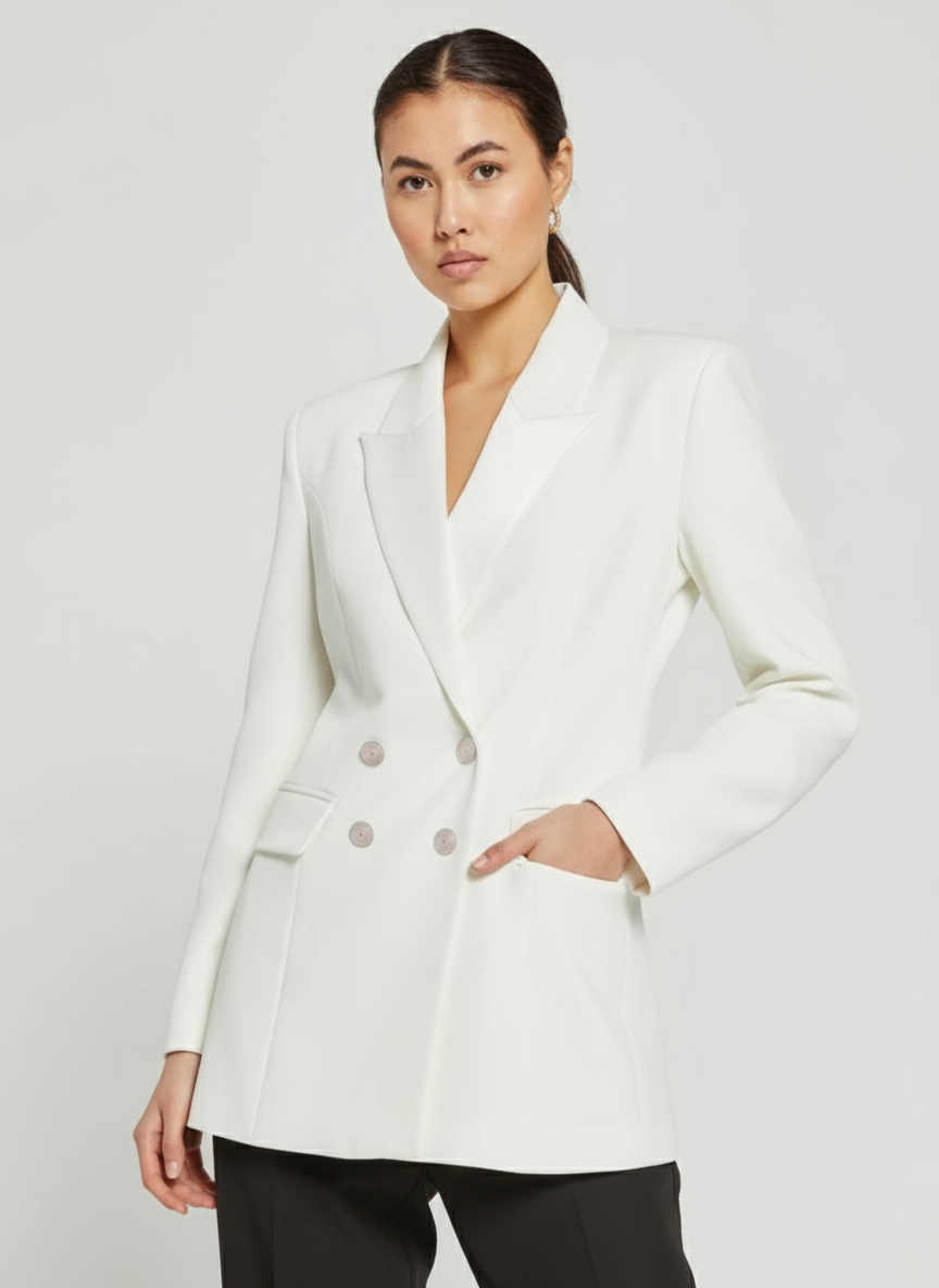 White Double breasted Blazer